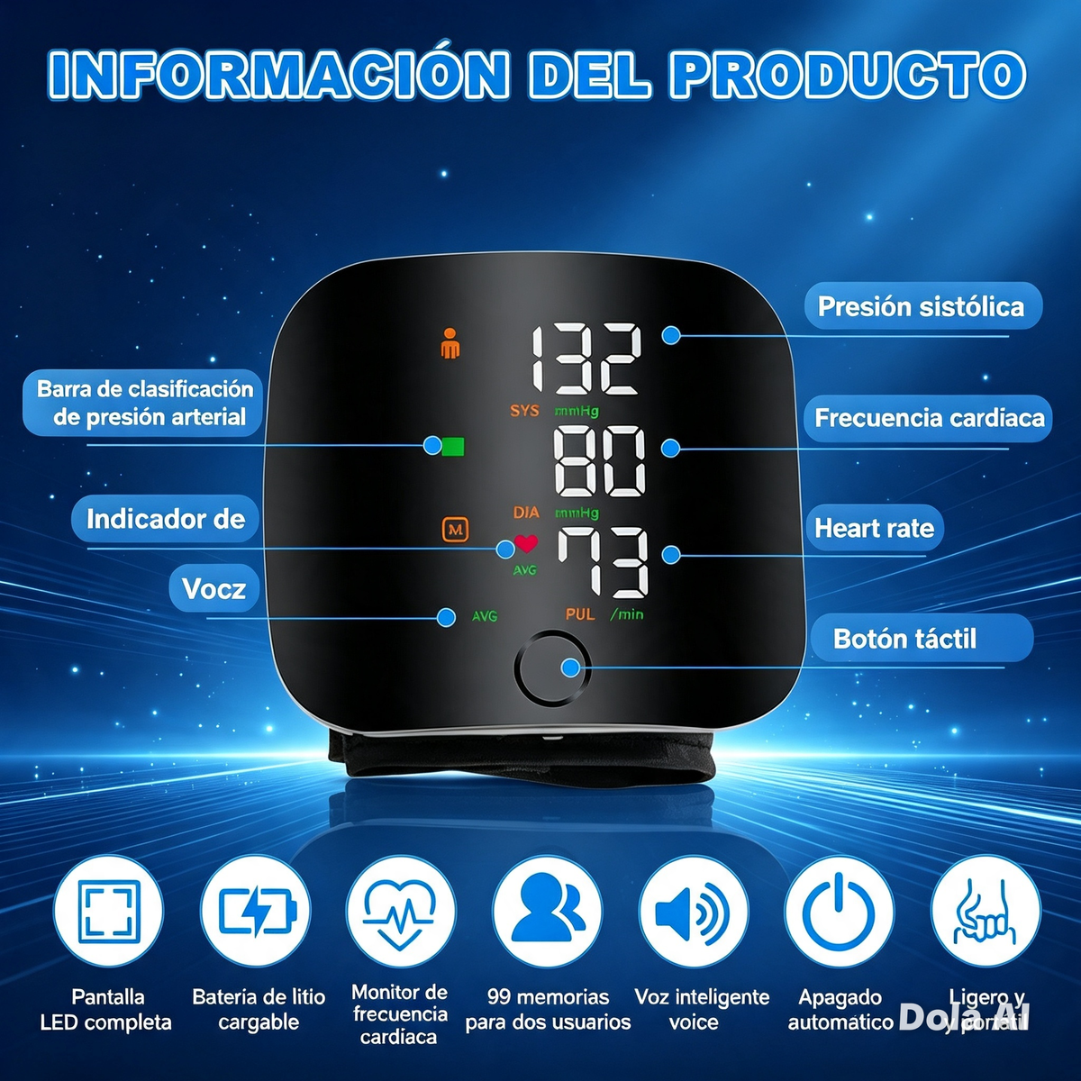 Tensiometro Digital  Muñeca con Voz USB